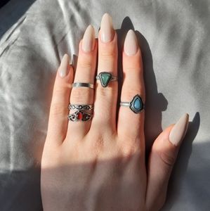 Set of medieval style adjustable rings (5pcs)